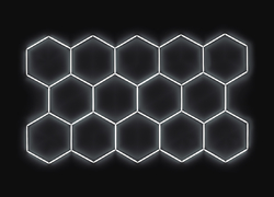 ASC Kompletní LED hexagonové světlo, 14 ks 420 x 238 cm, studená bílá 6500 K