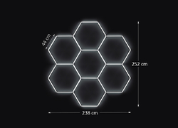 ASC Kompletní LED hexagonové světlo, 7 ks 238 x 252 cm, studená bílá 6500 K